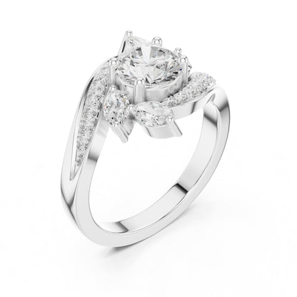 Round Cluster Lab Grown Diamond Engagement Ring