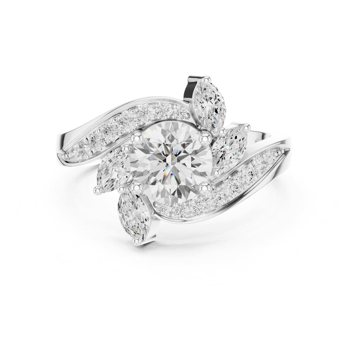 Round Cluster Lab Grown Diamond Engagement Ring