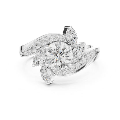 Round Cluster Lab Grown Diamond Engagement Ring