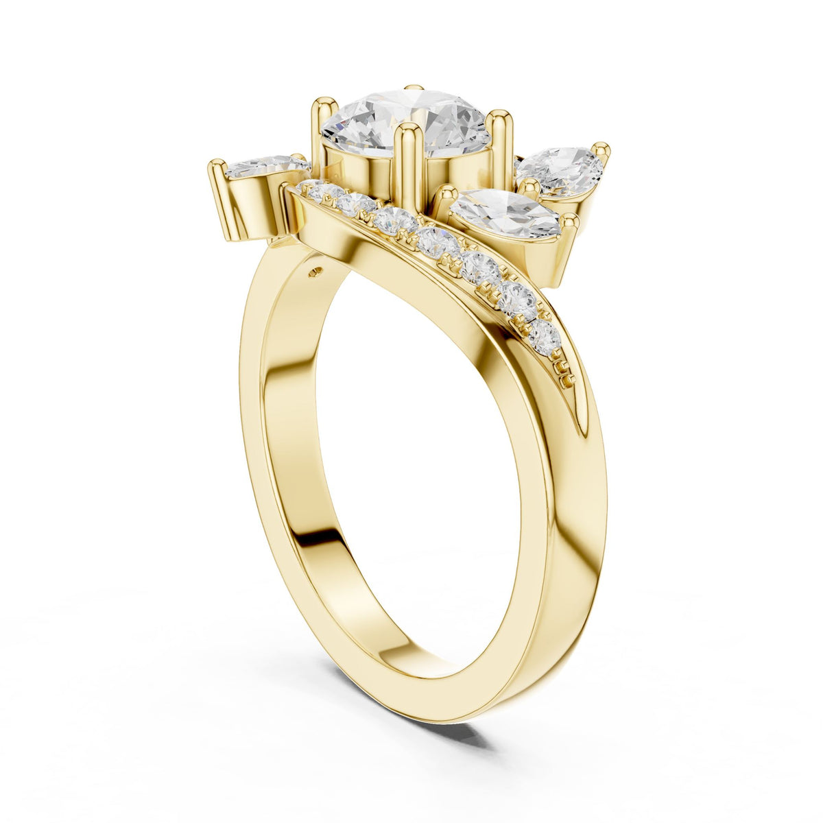 Round Cluster Lab Grown Diamond Engagement Ring
