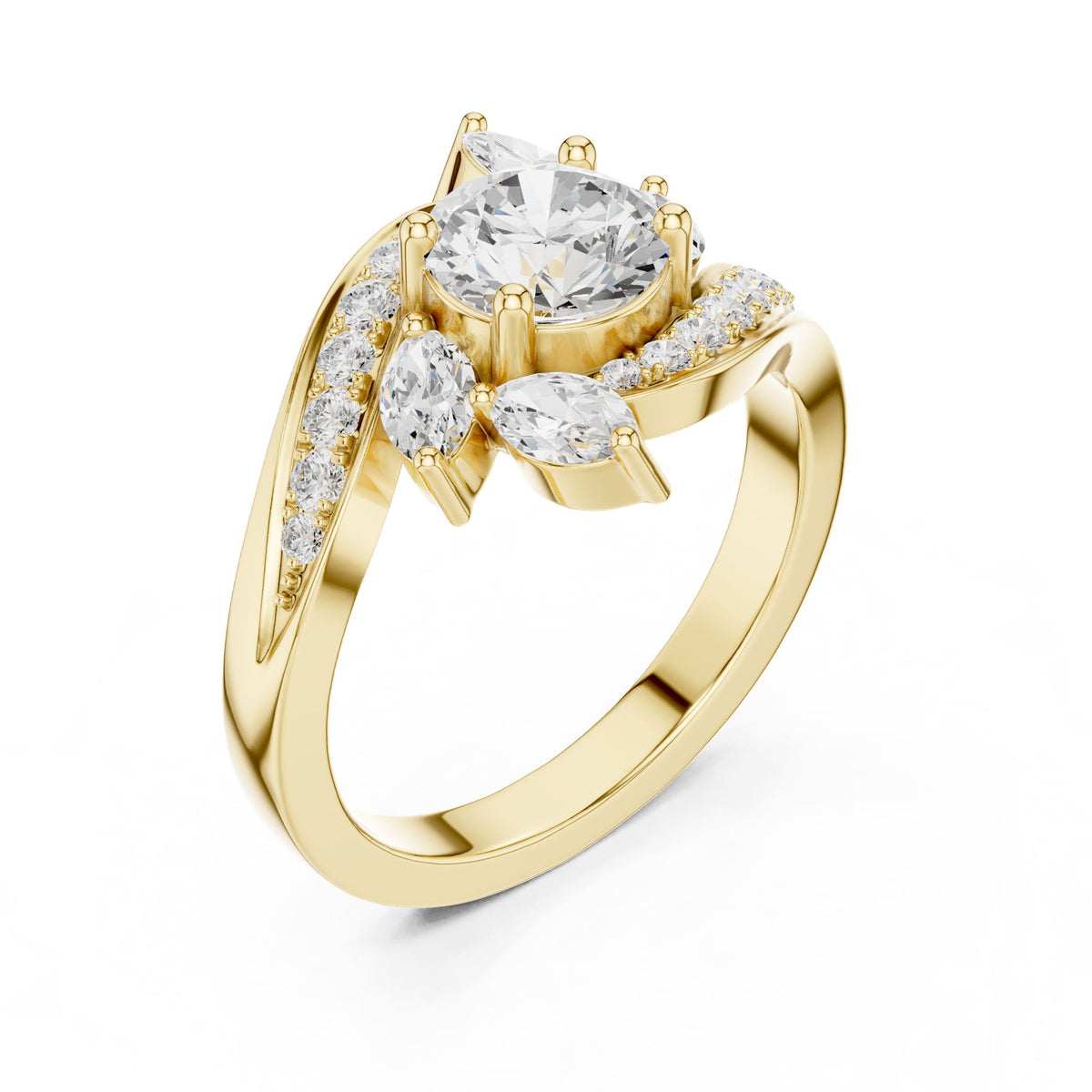 Round Cluster Lab Grown Diamond Engagement Ring