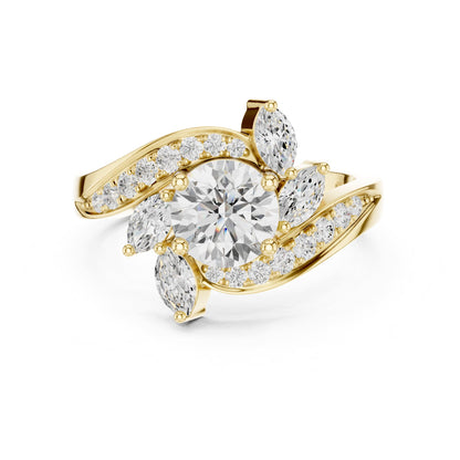 Round Cluster Lab Grown Diamond Engagement Ring