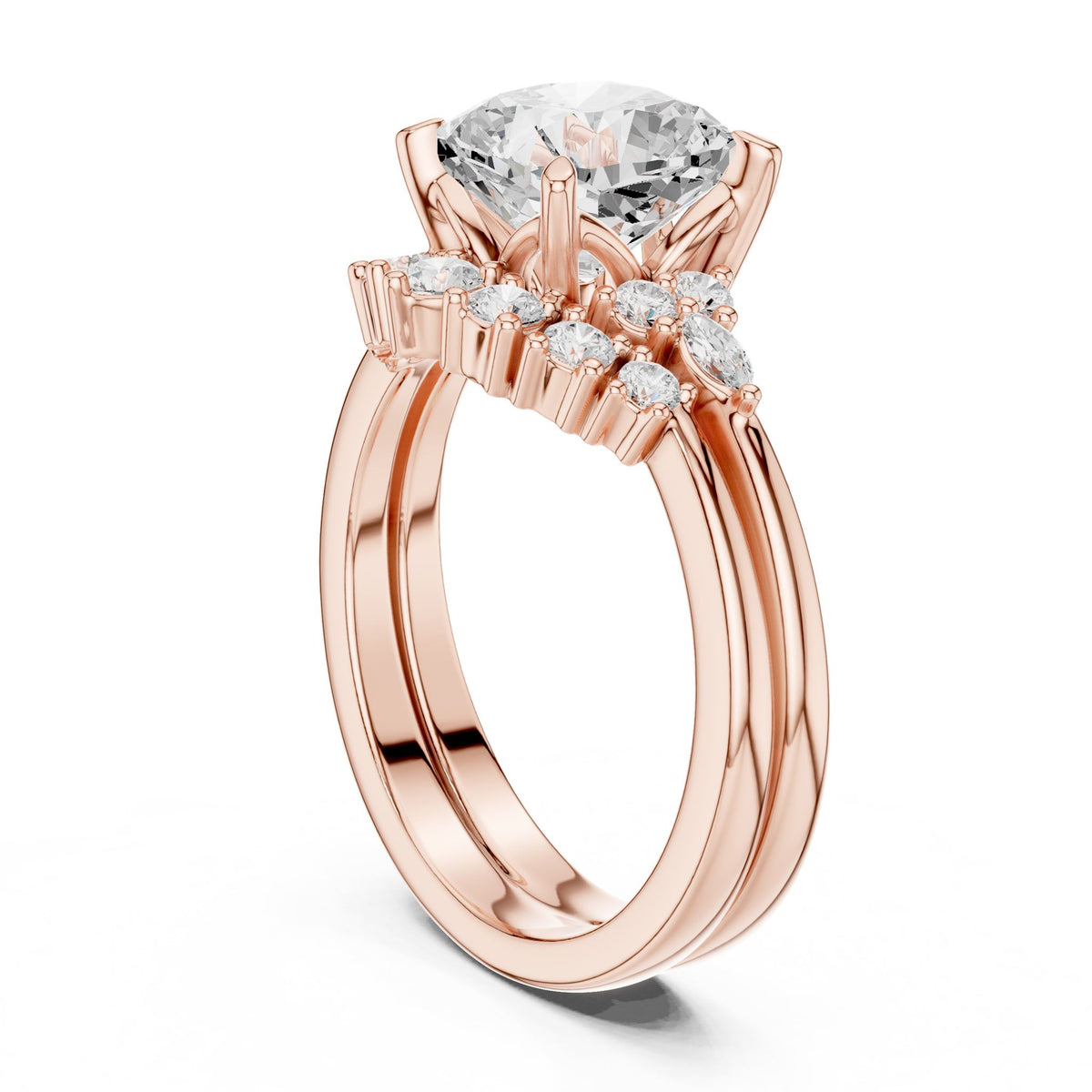 Round Cluster Lab Grown Diamond Engagement Ring