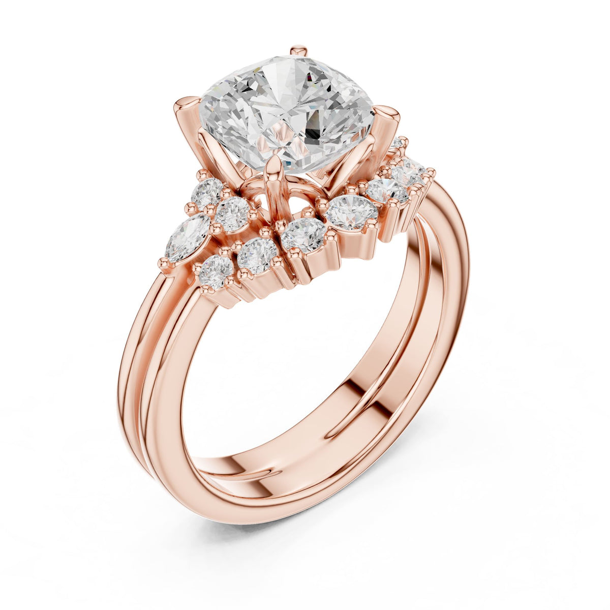 Round Cluster Lab Grown Diamond Engagement Ring
