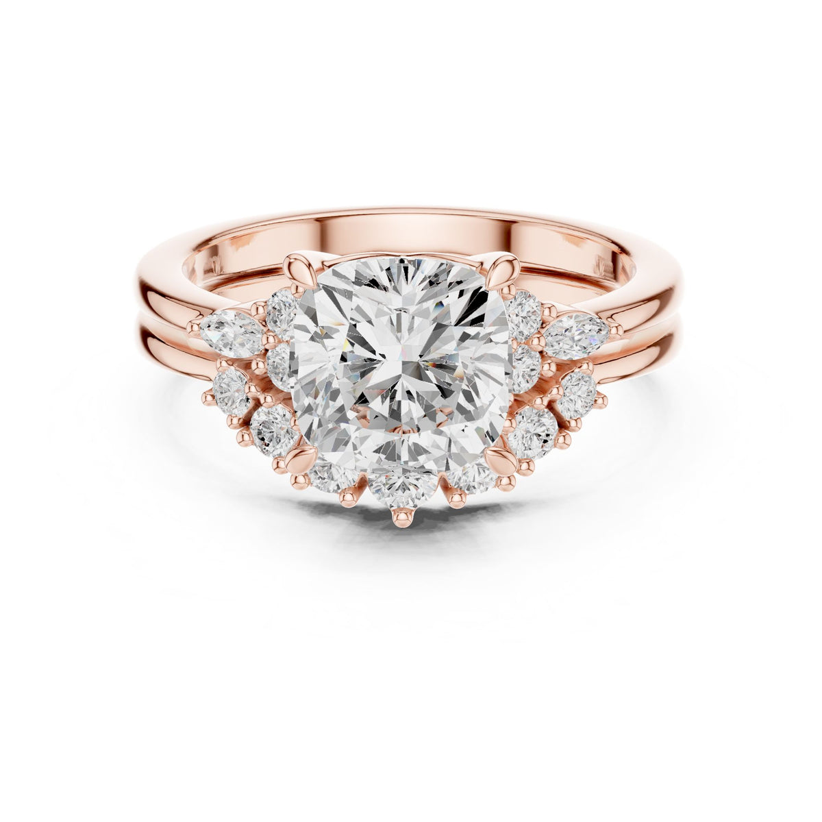 Round Cluster Lab Grown Diamond Engagement Ring