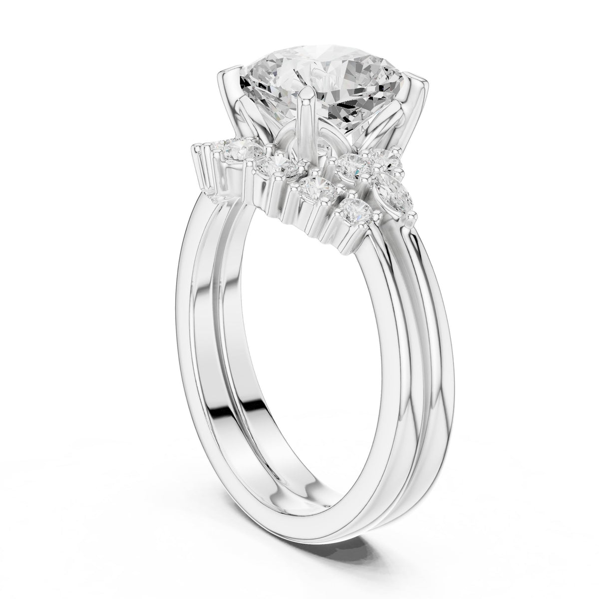 Round Cluster Lab Grown Diamond Engagement Ring