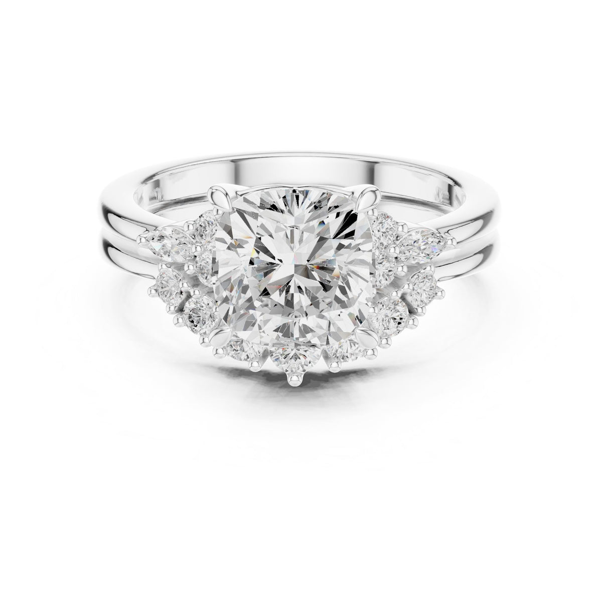 Round Cluster Lab Grown Diamond Engagement Ring