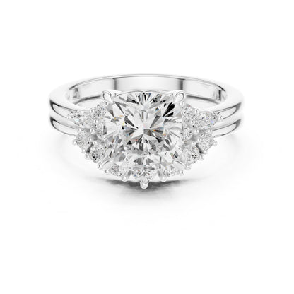Round Cluster Lab Grown Diamond Engagement Ring