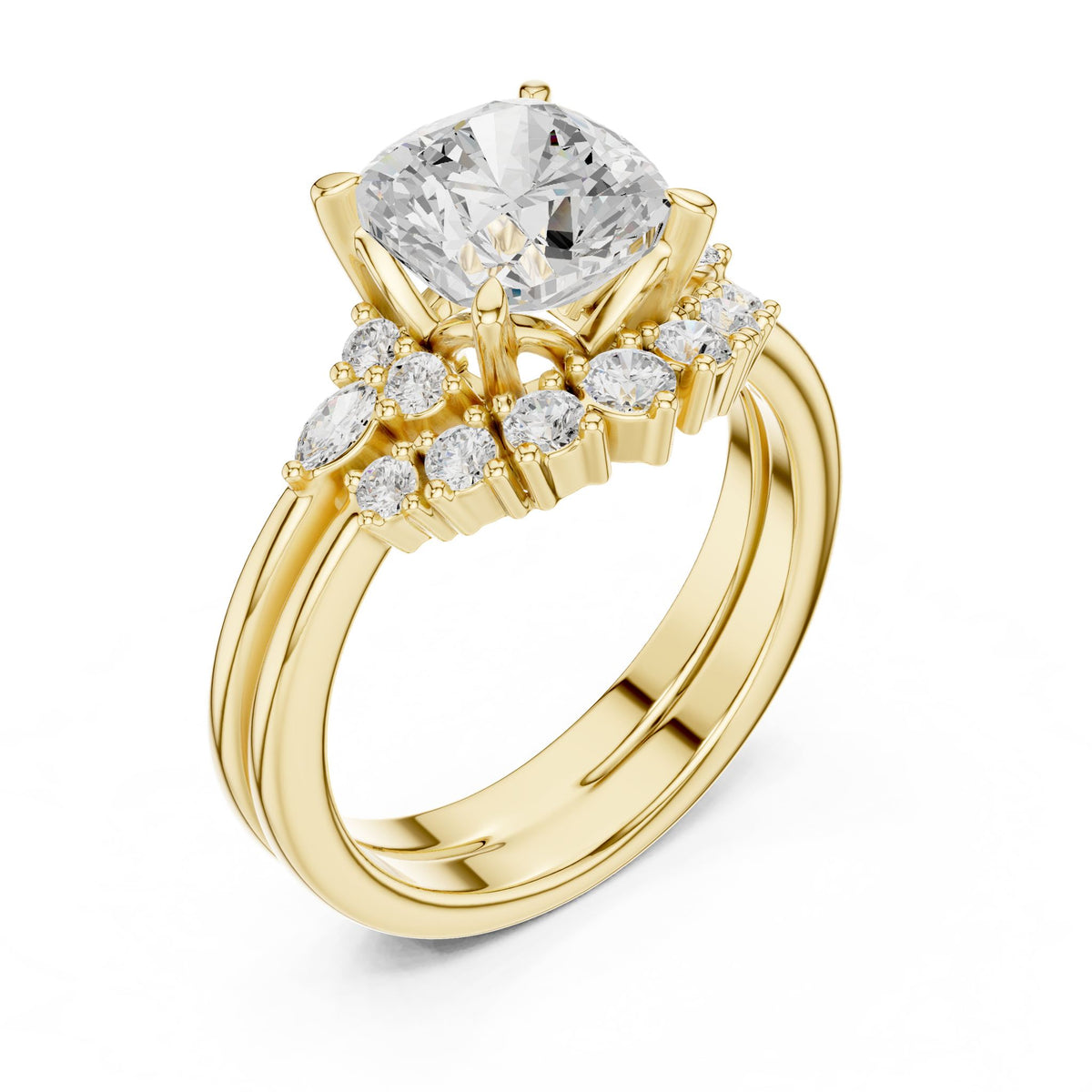 Round Cluster Lab Grown Diamond Engagement Ring