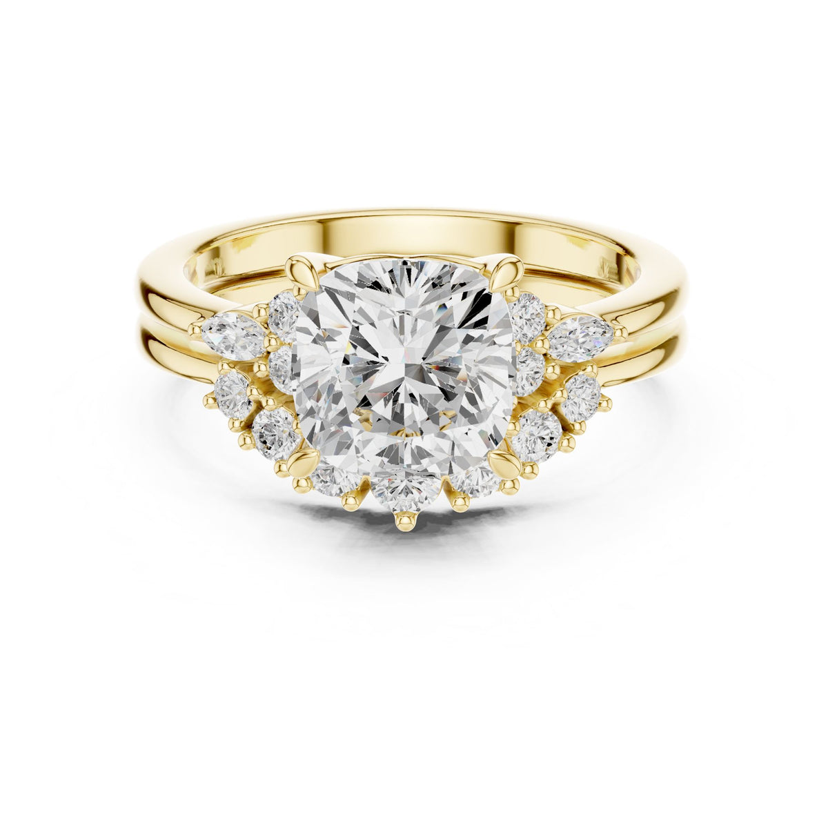 Round Cluster Lab Grown Diamond Engagement Ring