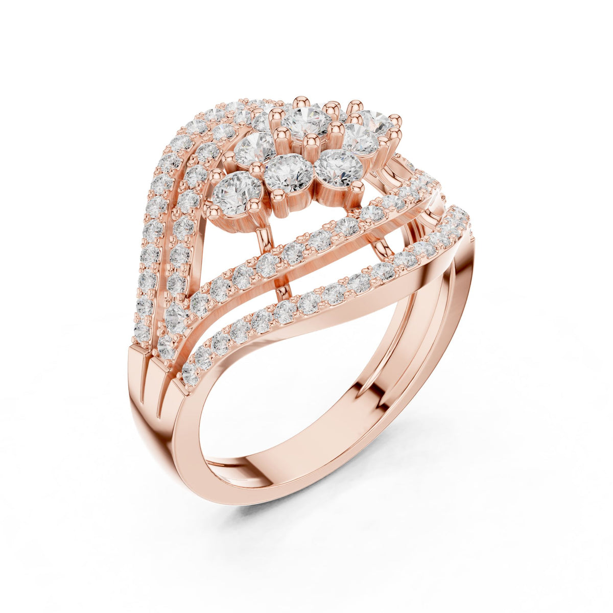 Round Cluster Lab Grown Diamond Engagement Ring