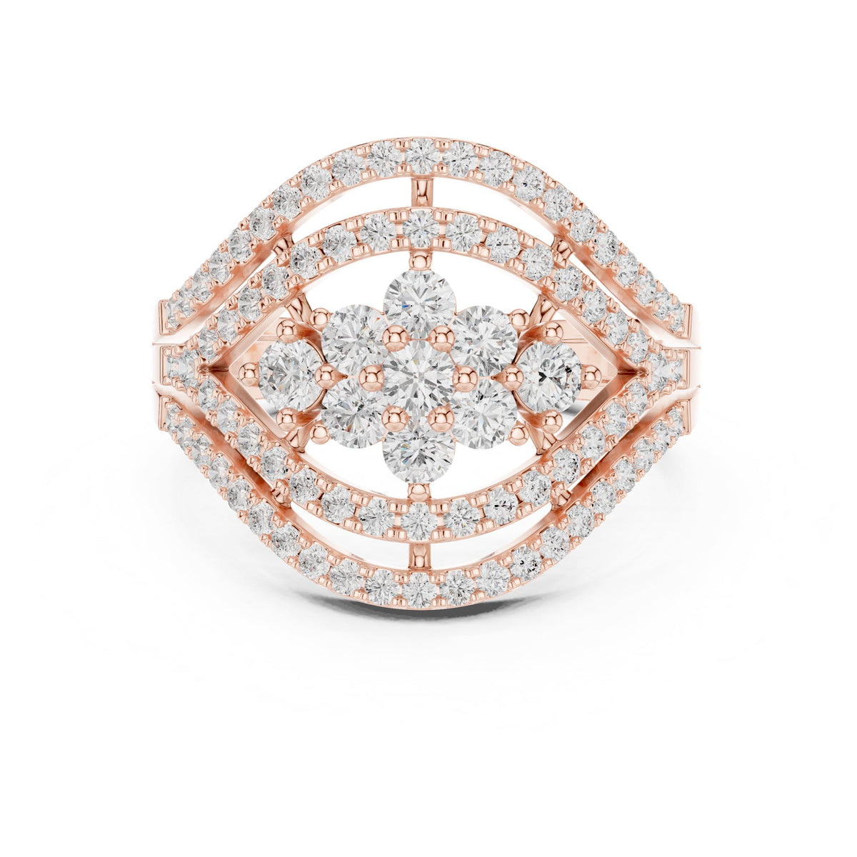 Round Cluster Lab Grown Diamond Engagement Ring