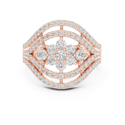 Round Cluster Lab Grown Diamond Engagement Ring