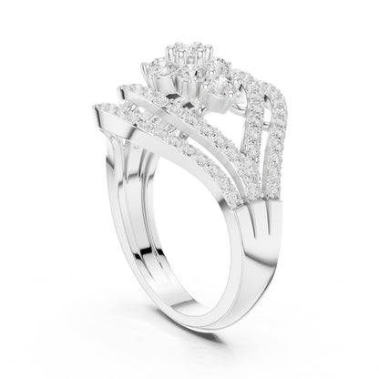 Round Cluster Lab Grown Diamond Engagement Ring
