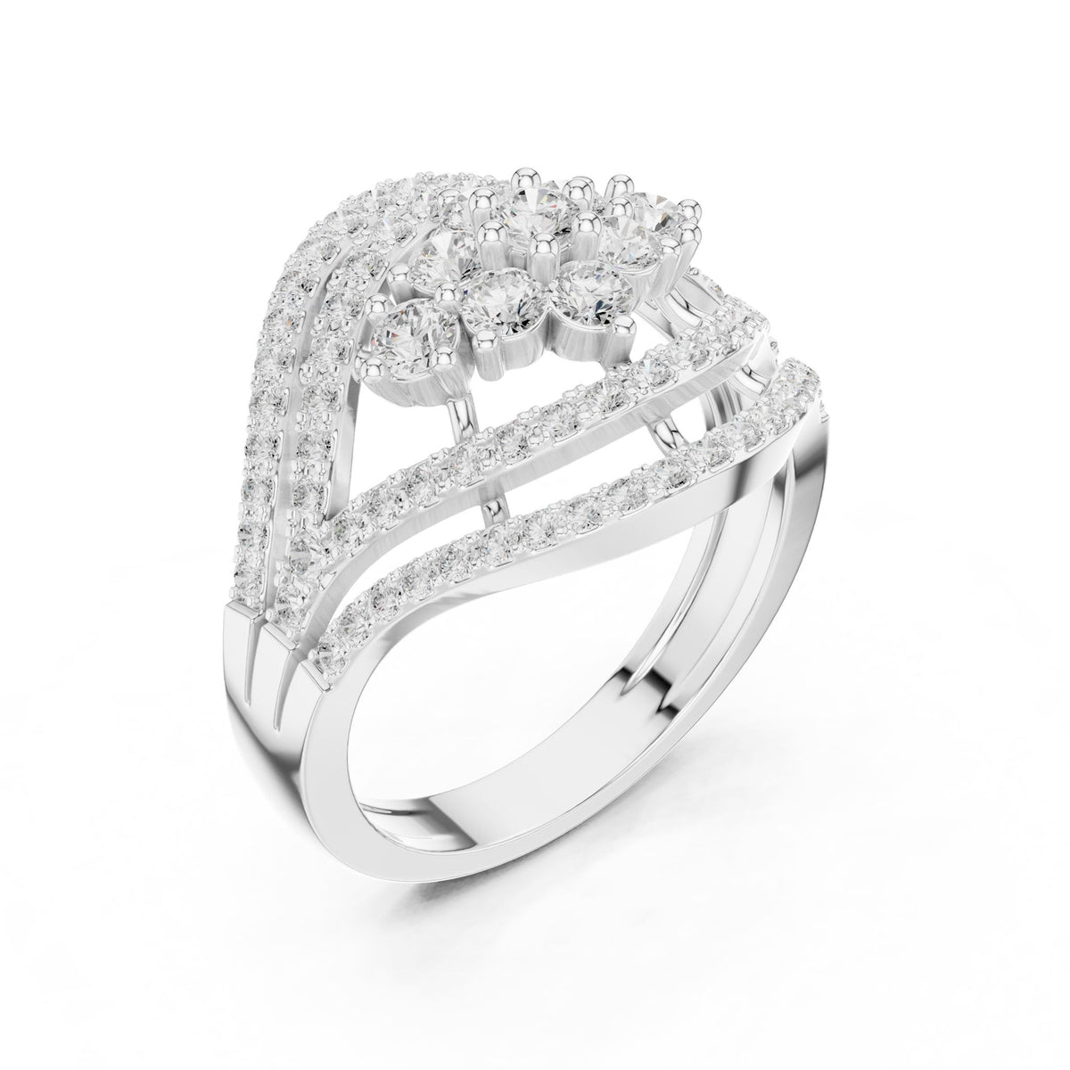 Round Cluster Lab Grown Diamond Engagement Ring