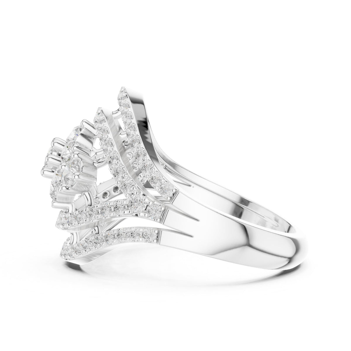 Round Cluster Lab Grown Diamond Engagement Ring