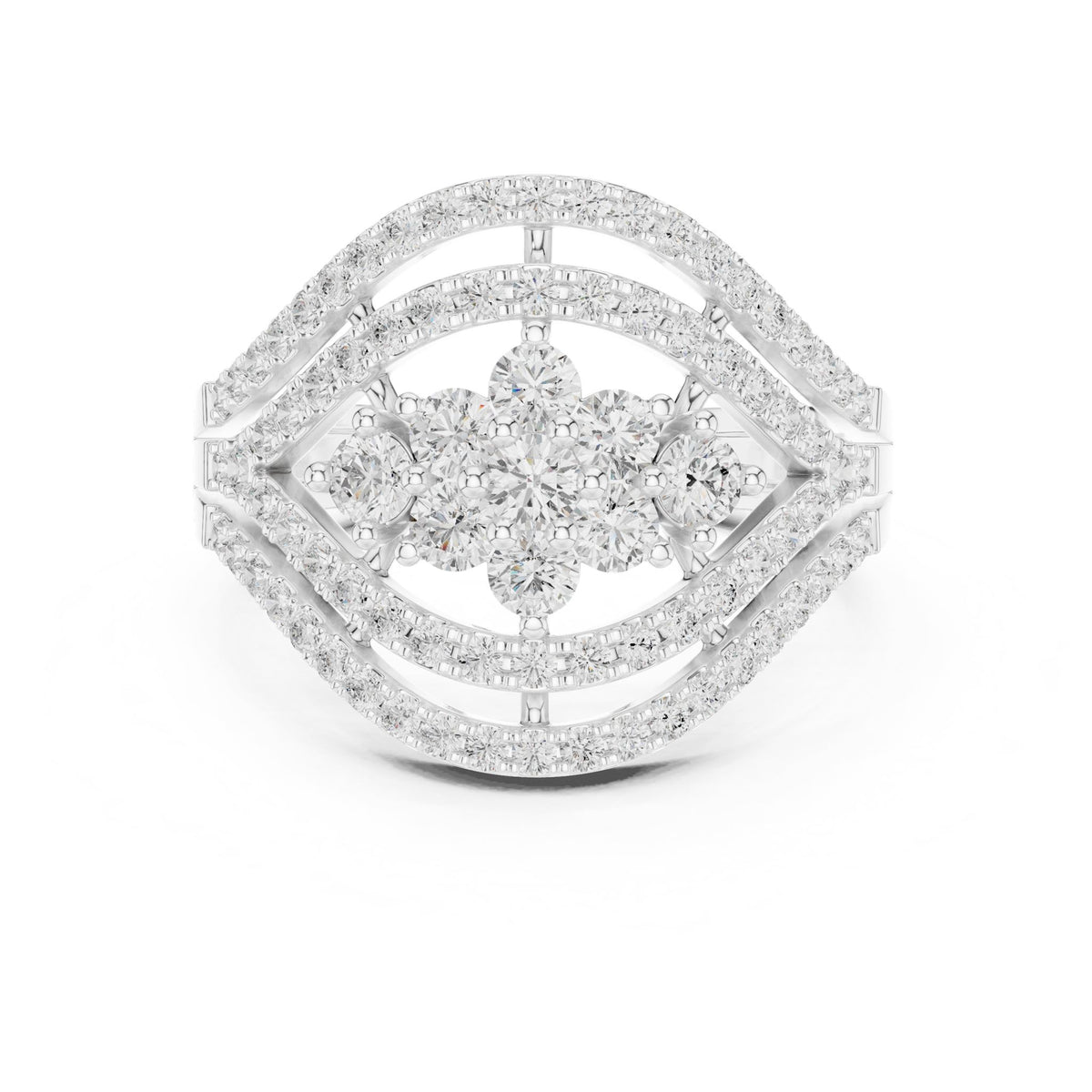 Round Cluster Lab Grown Diamond Engagement Ring