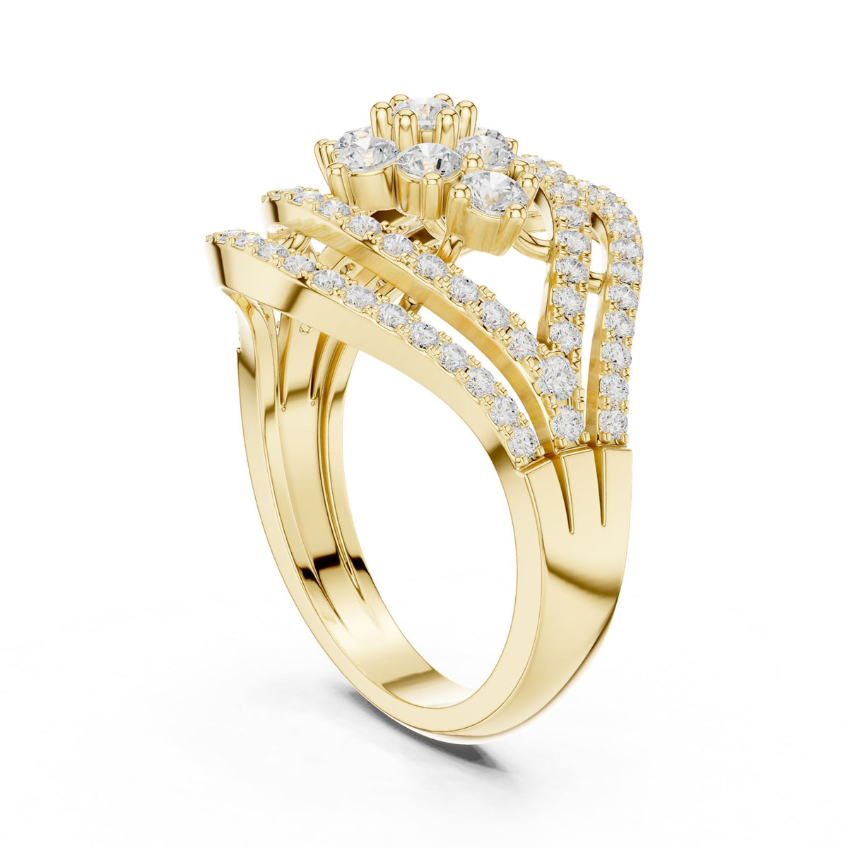Round Cluster Lab Grown Diamond Engagement Ring