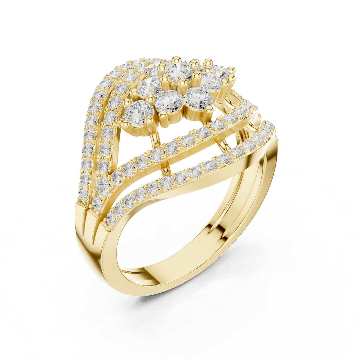 Round Cluster Lab Grown Diamond Engagement Ring