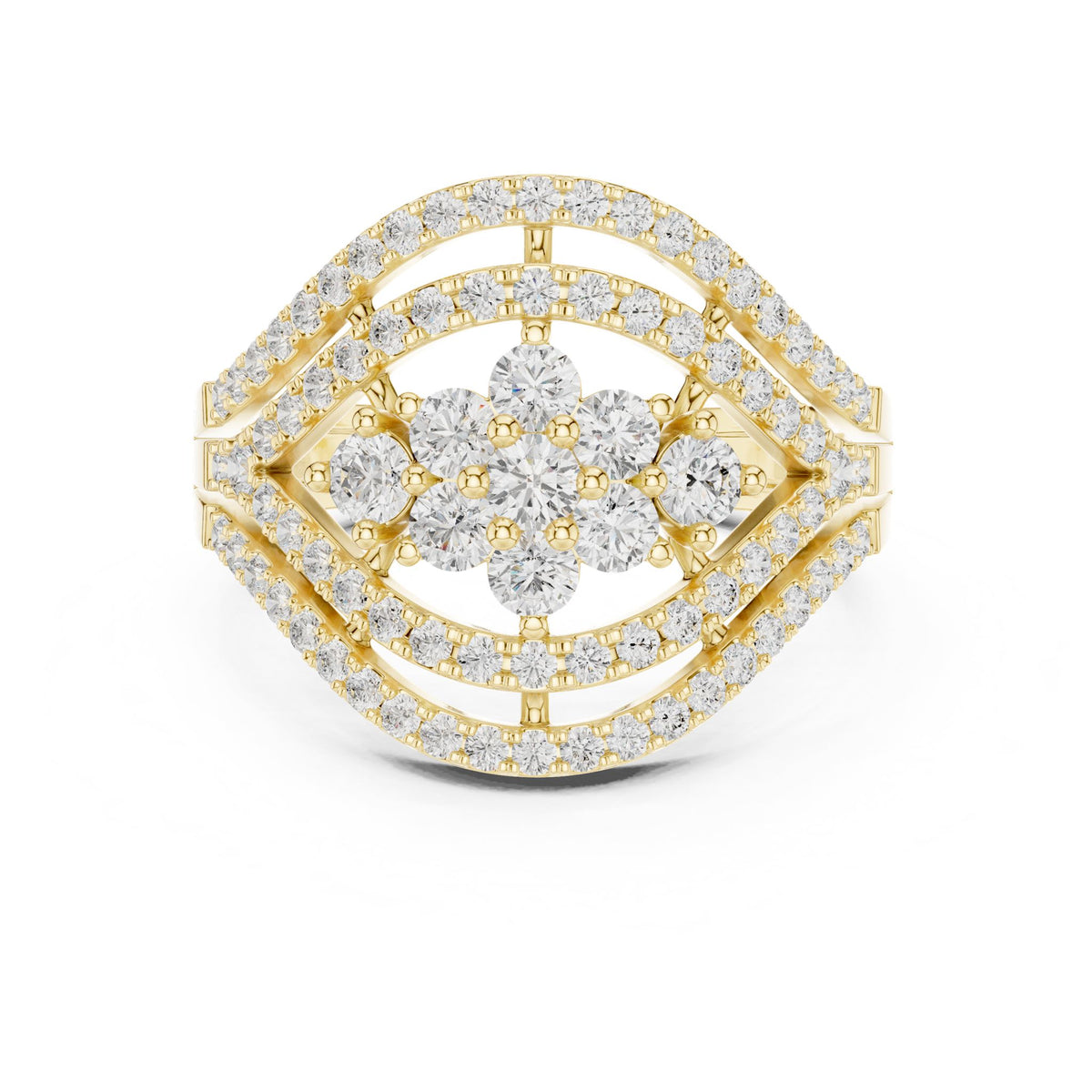 Round Cluster Lab Grown Diamond Engagement Ring