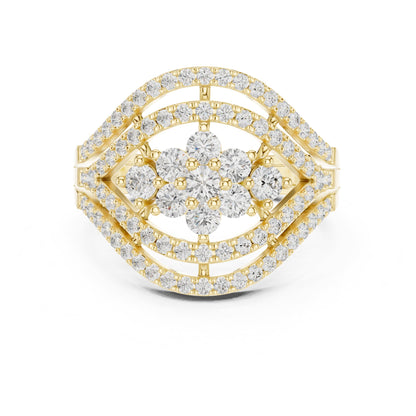 Round Cluster Lab Grown Diamond Engagement Ring
