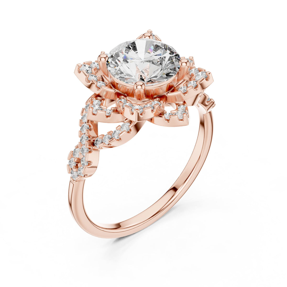 Round Halo Lab Grown Diamond Engagement Ring