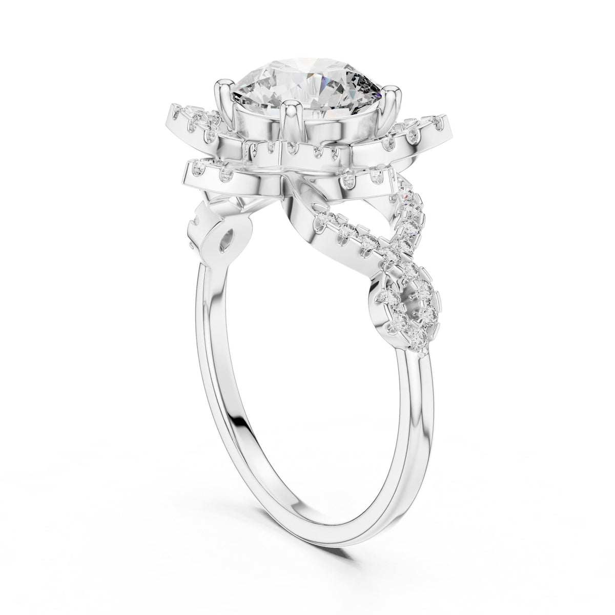 Round Halo Lab Grown Diamond Engagement Ring
