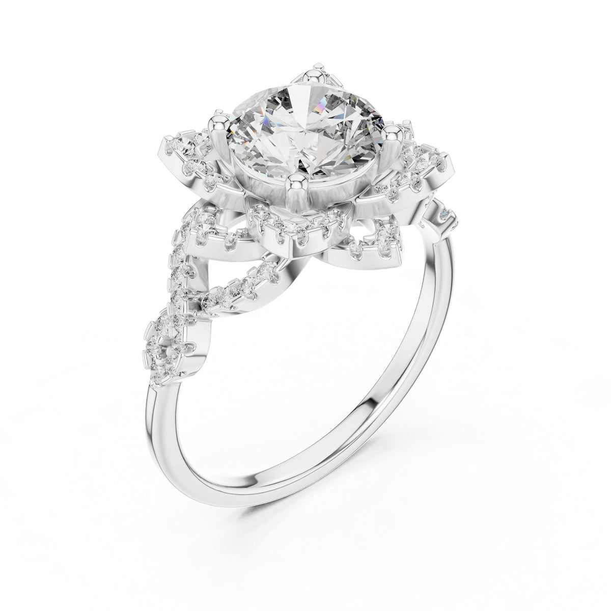 Round Halo Lab Grown Diamond Engagement Ring