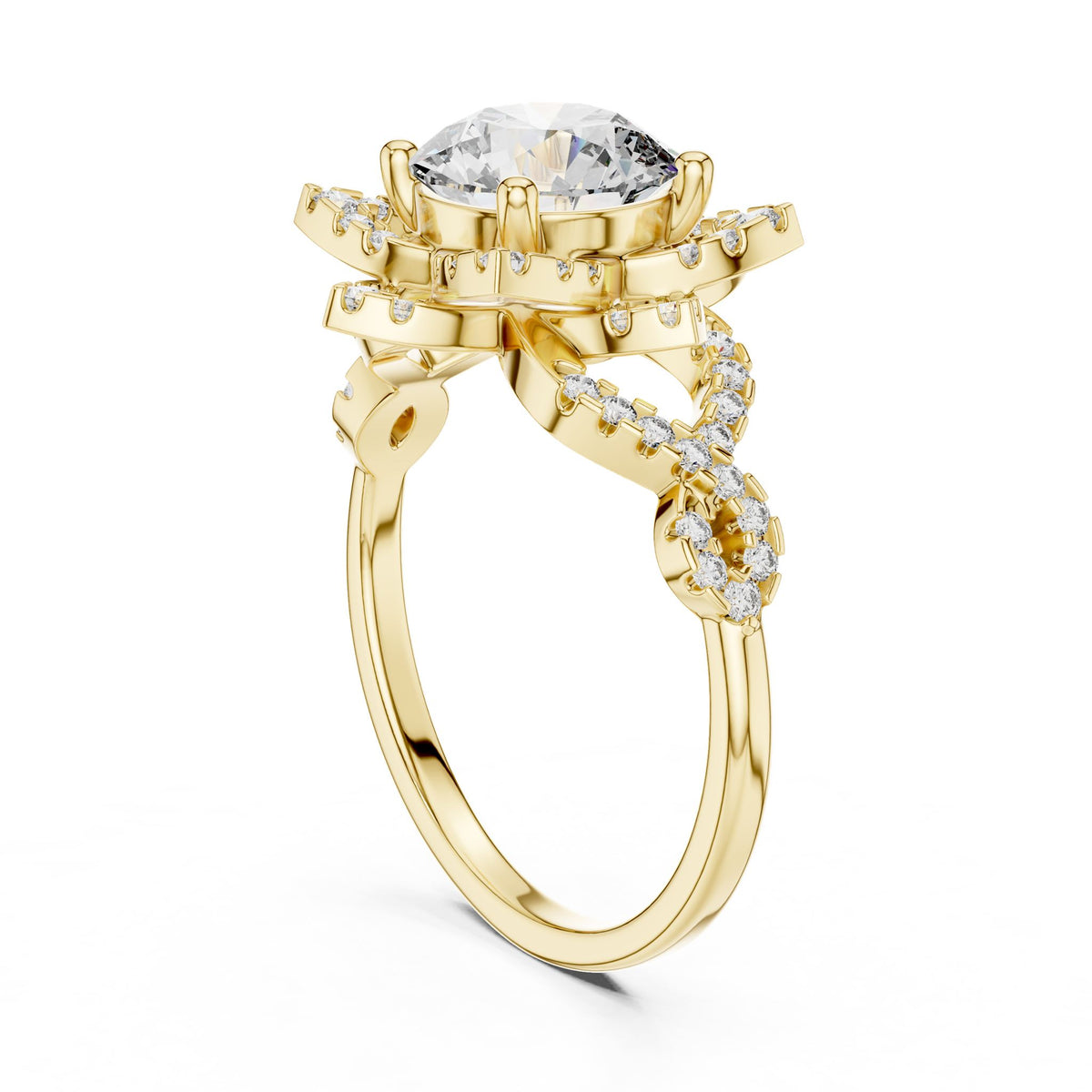Round Halo Lab Grown Diamond Engagement Ring