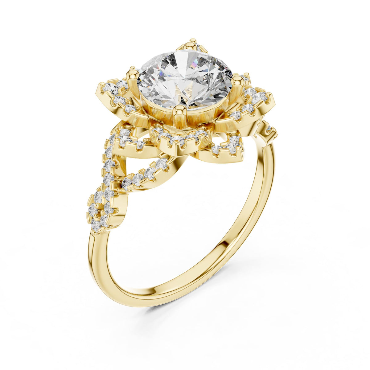 Round Halo Lab Grown Diamond Engagement Ring
