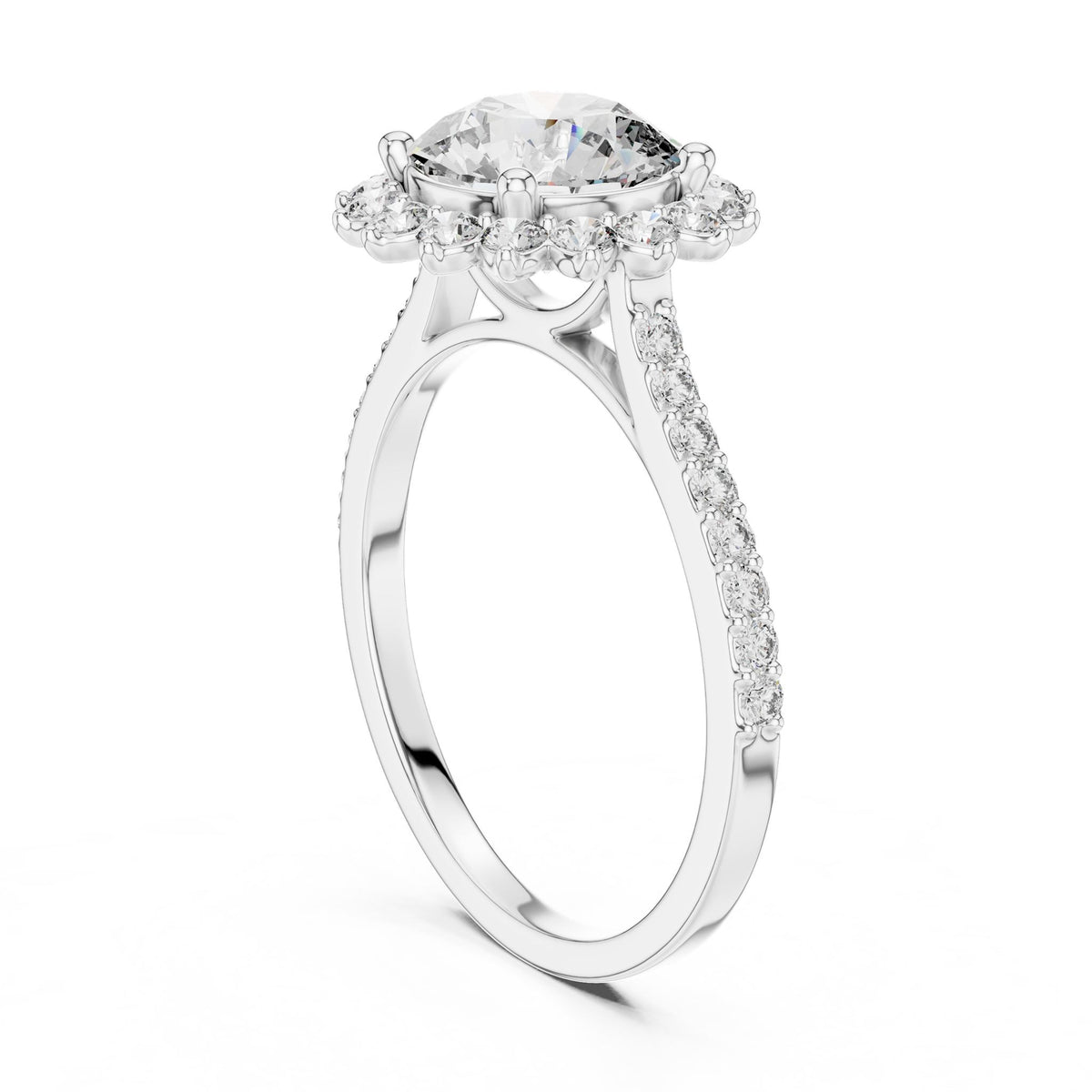 Round Halo Lab Grown Diamond Engagement Ring
