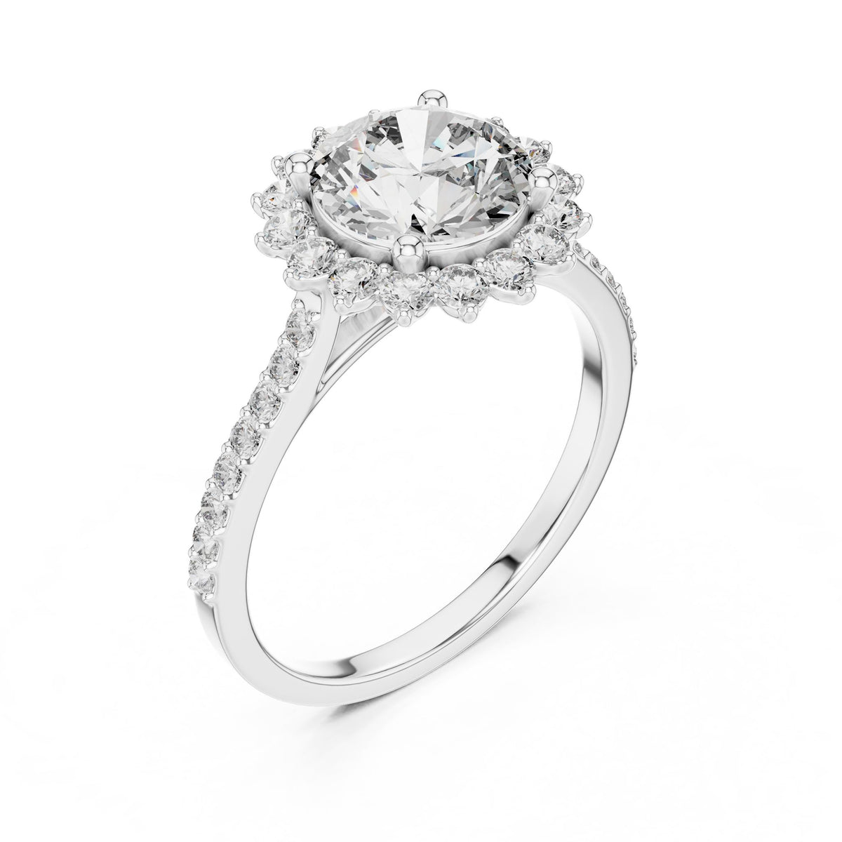 Round Halo Lab Grown Diamond Engagement Ring