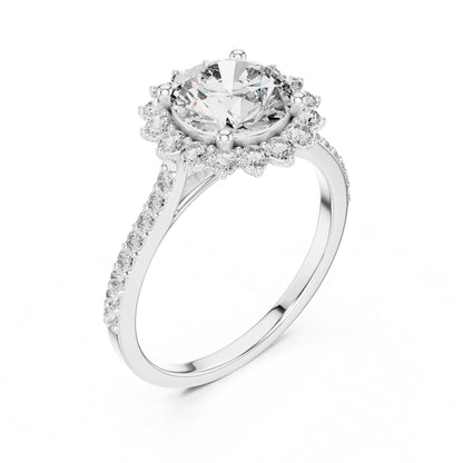 Round Halo Lab Grown Diamond Engagement Ring