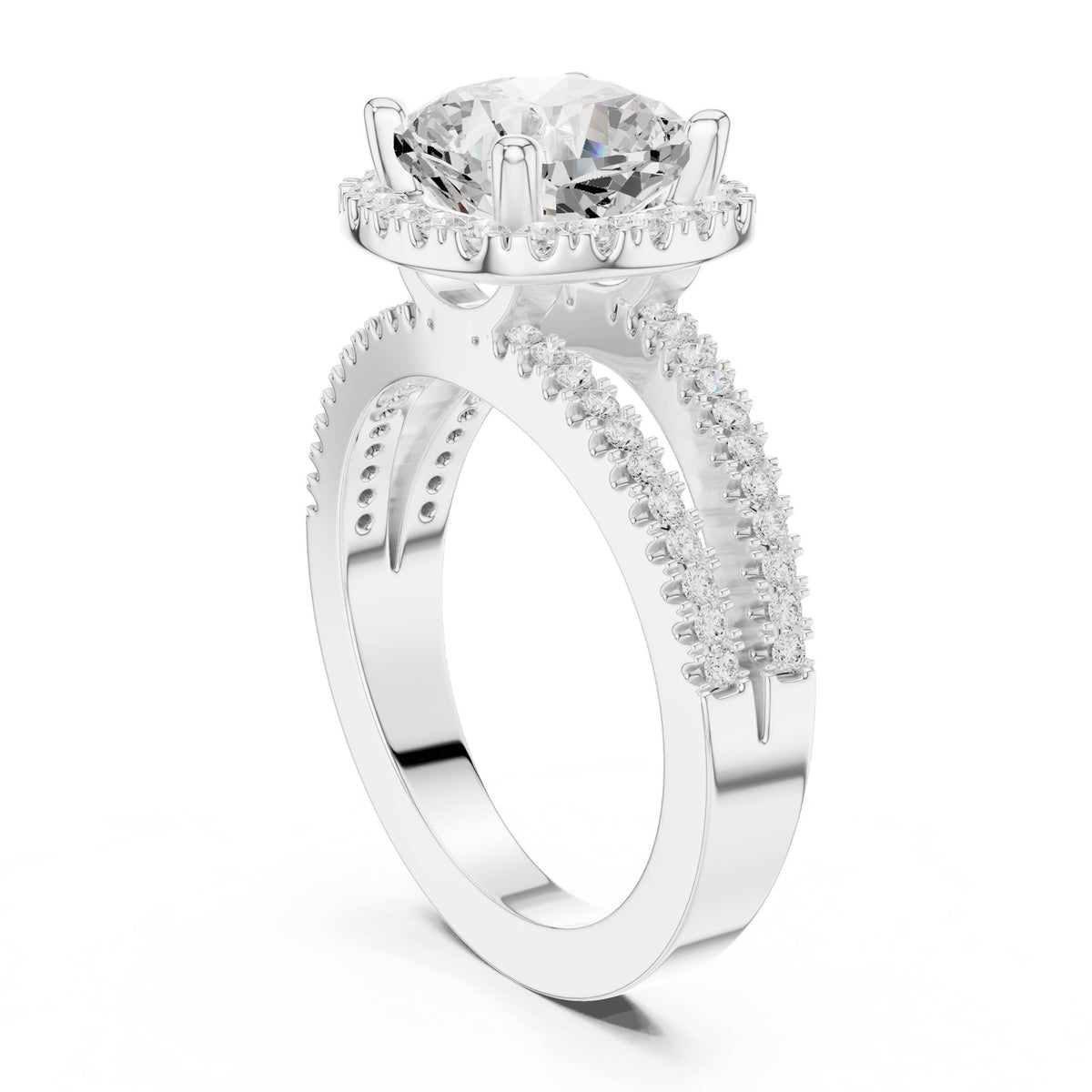 Round Halo Lab Grown Diamond Engagement Ring