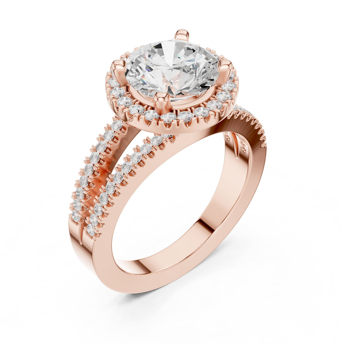 Round Halo Lab Grown Diamond Engagement Ring