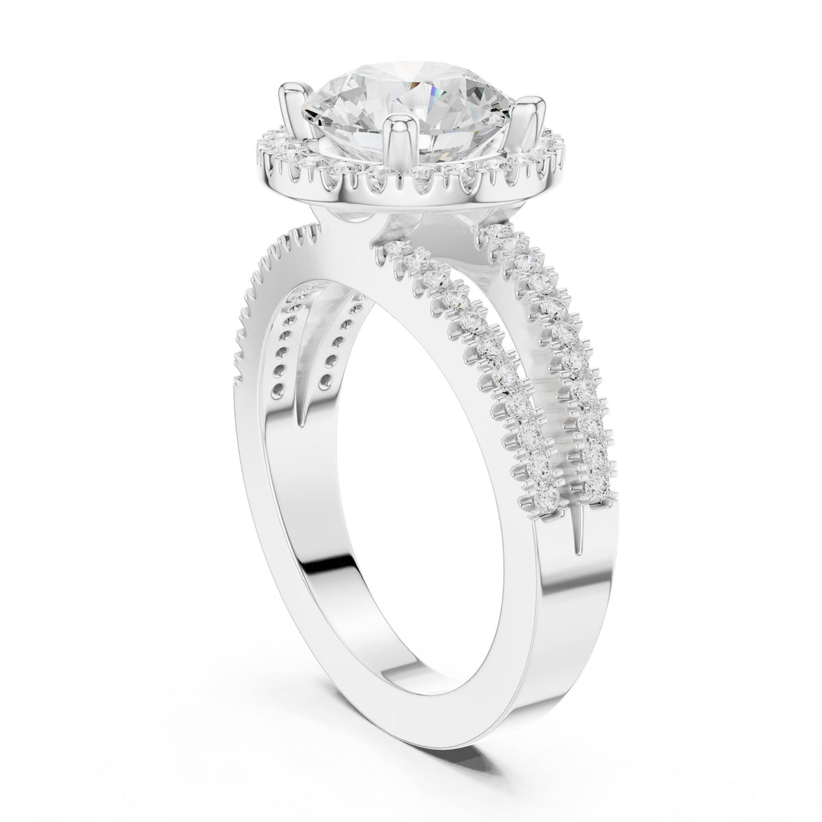 Round Halo Lab Grown Diamond Engagement Ring