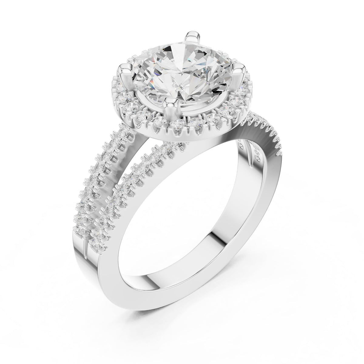 Round Halo Lab Grown Diamond Engagement Ring