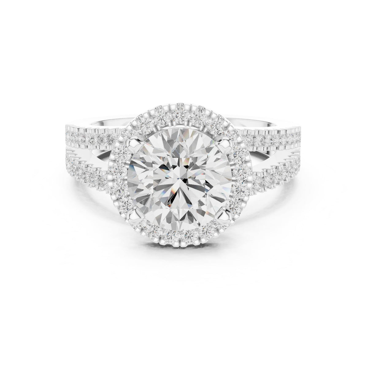 Round Halo Lab Grown Diamond Engagement Ring