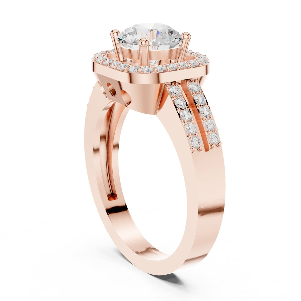Round Halo Lab Grown Diamond Engagement Ring