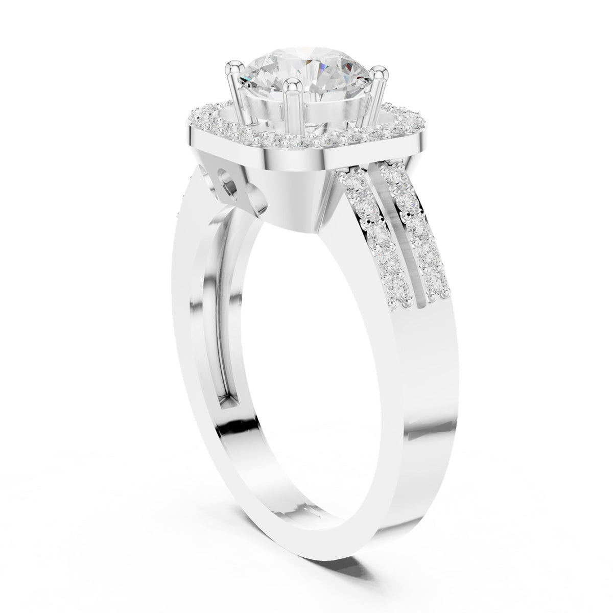 Round Halo Lab Grown Diamond Engagement Ring