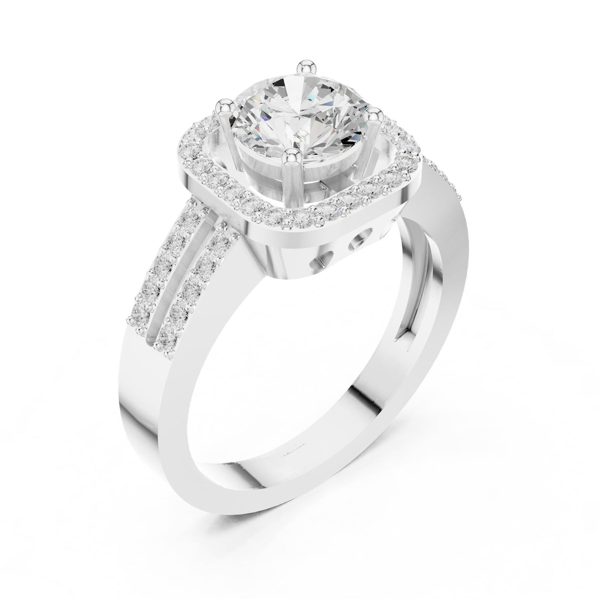 Round Halo Lab Grown Diamond Engagement Ring