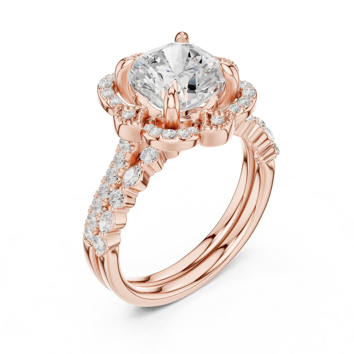 Round Halo Lab Grown Diamond Engagement Ring
