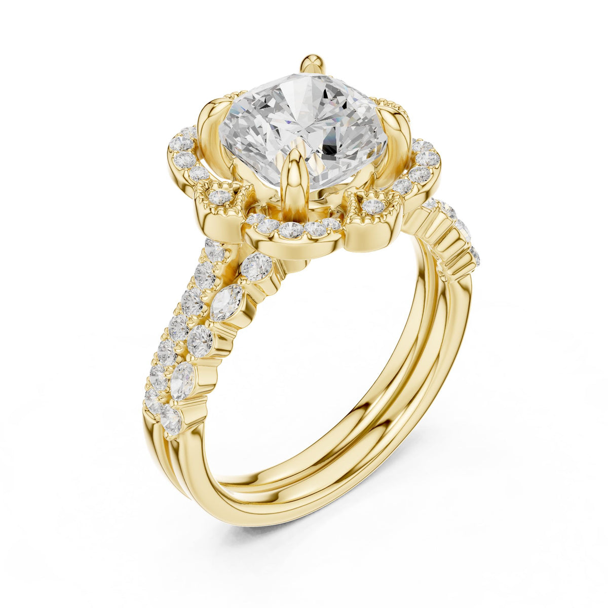 Round Halo Lab Grown Diamond Engagement Ring