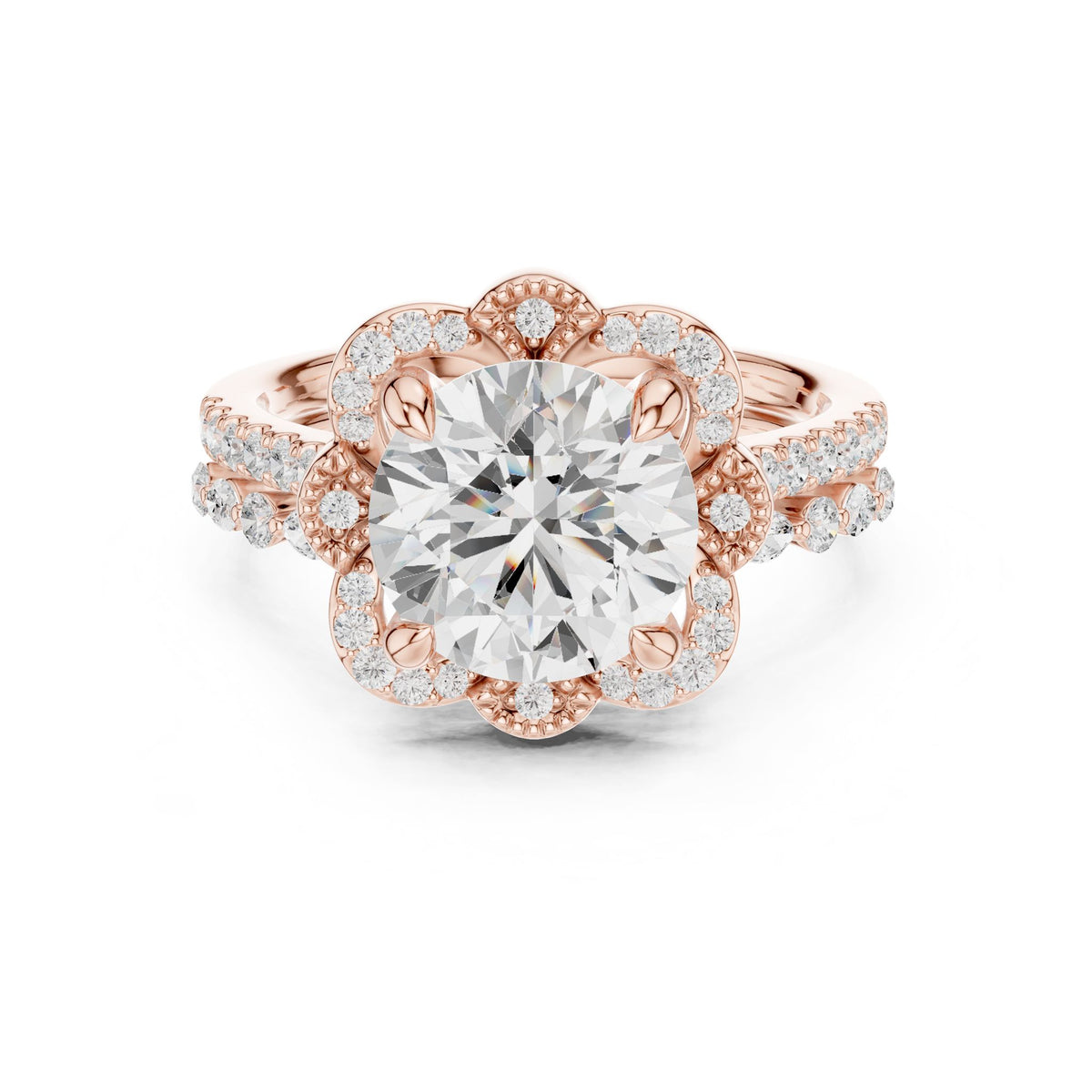 Round Halo Lab Grown Diamond Engagement Ring
