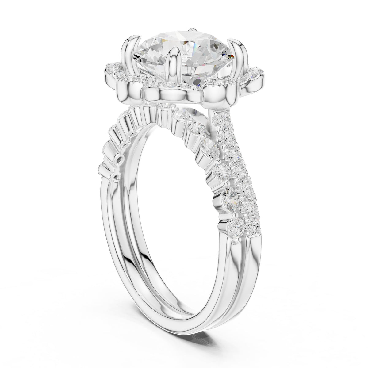 Round Halo Lab Grown Diamond Engagement Ring