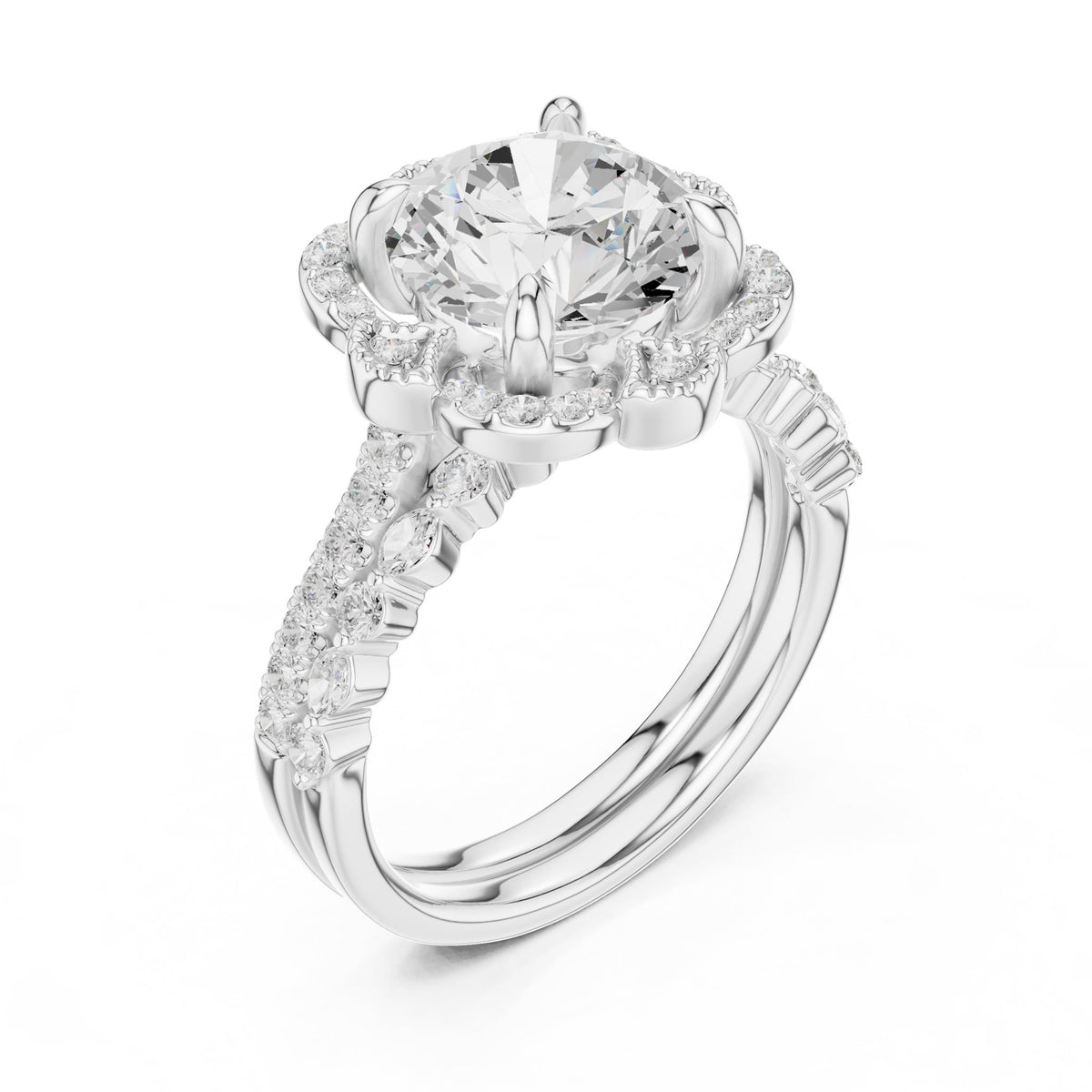 Round Halo Lab Grown Diamond Engagement Ring