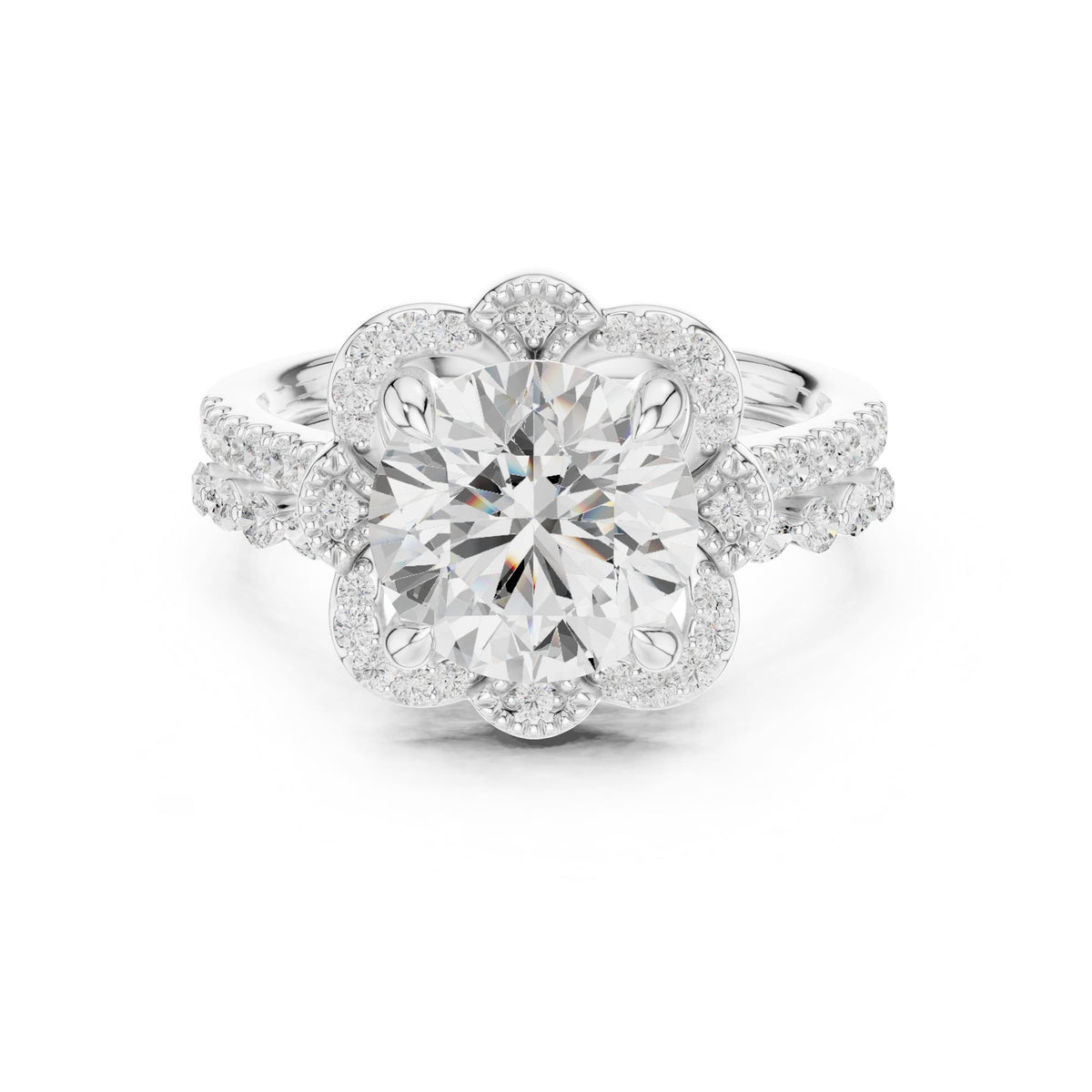 Round Halo Lab Grown Diamond Engagement Ring