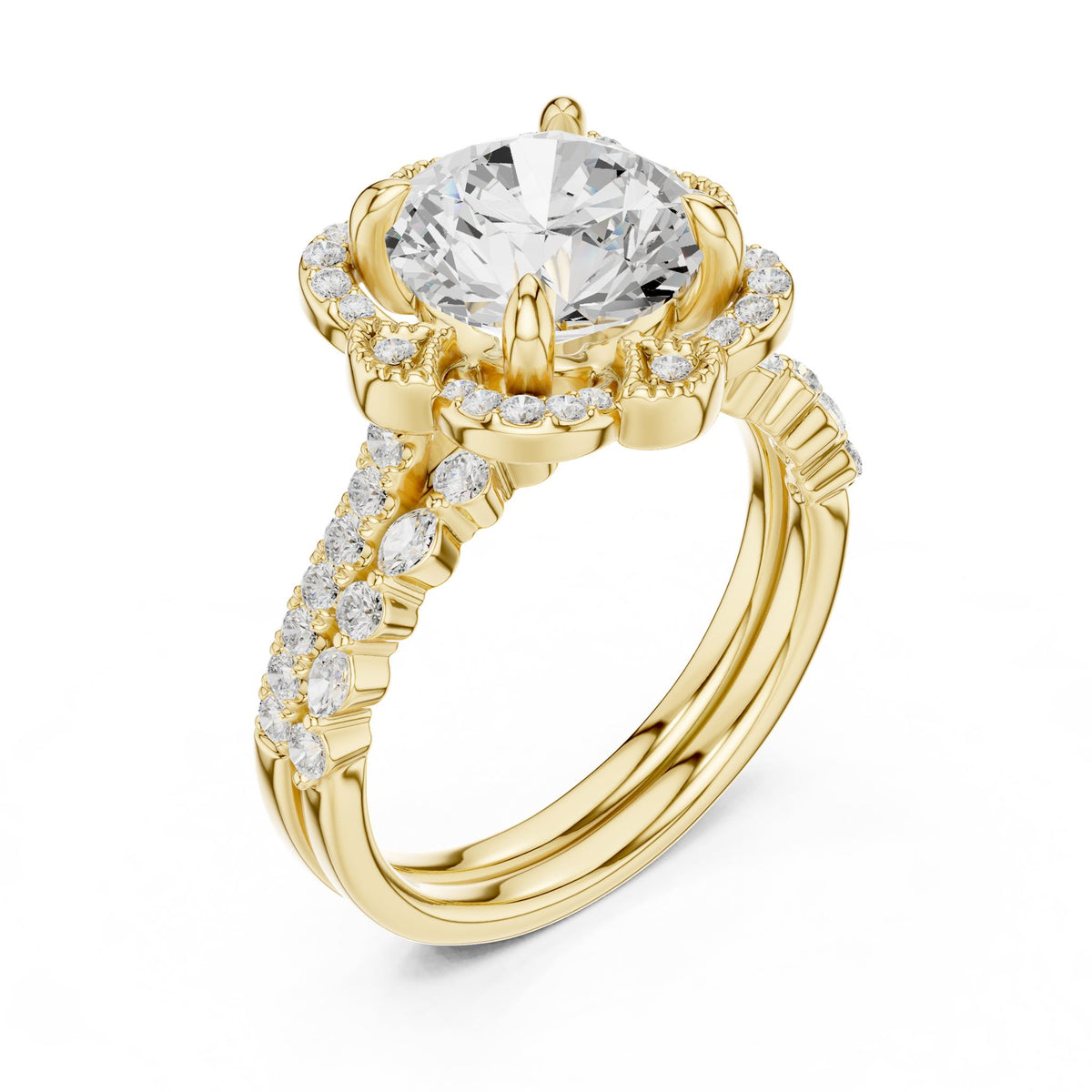 Round Halo Lab Grown Diamond Engagement Ring