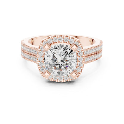 Round Halo Lab Grown Diamond Engagement Ring
