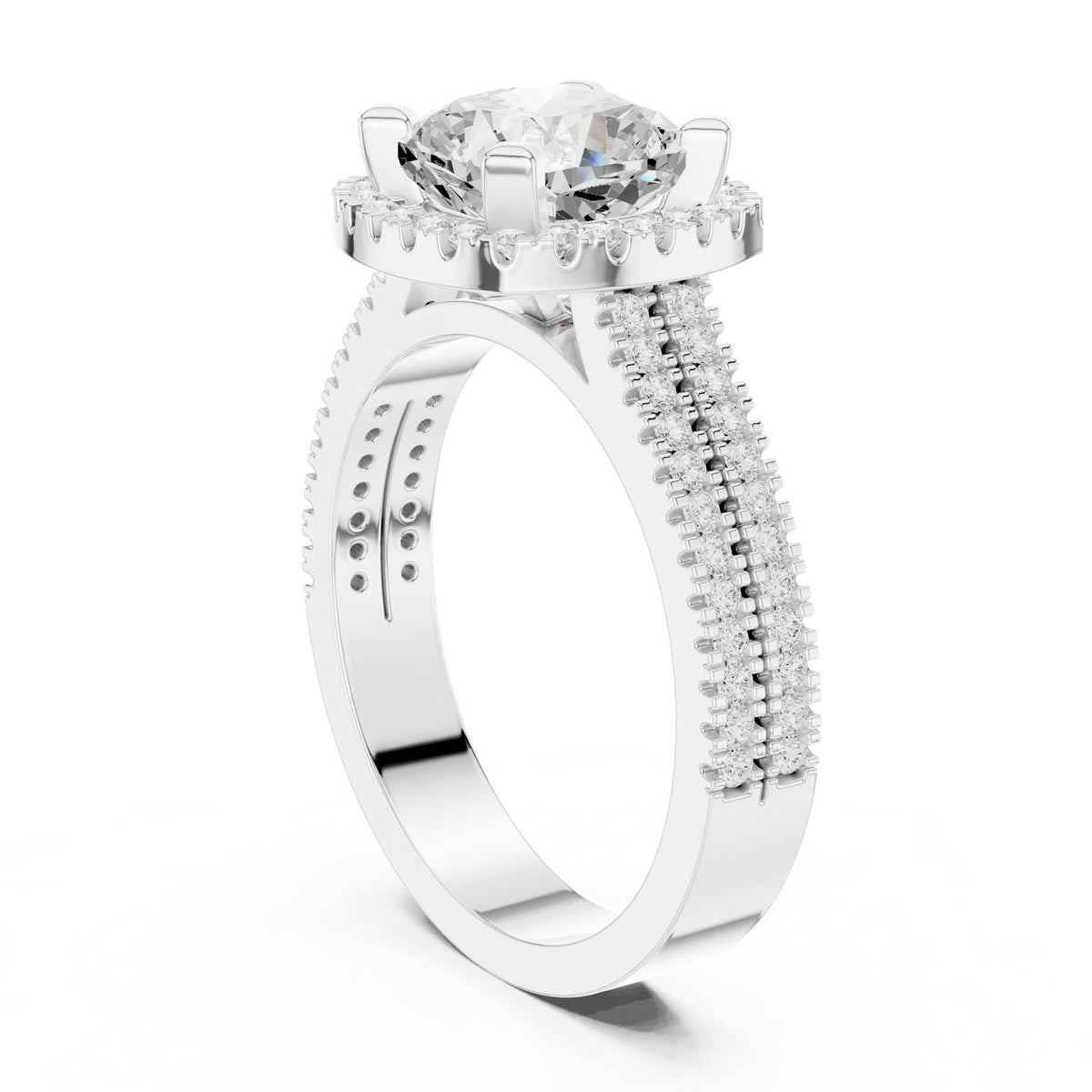Round Halo Lab Grown Diamond Engagement Ring